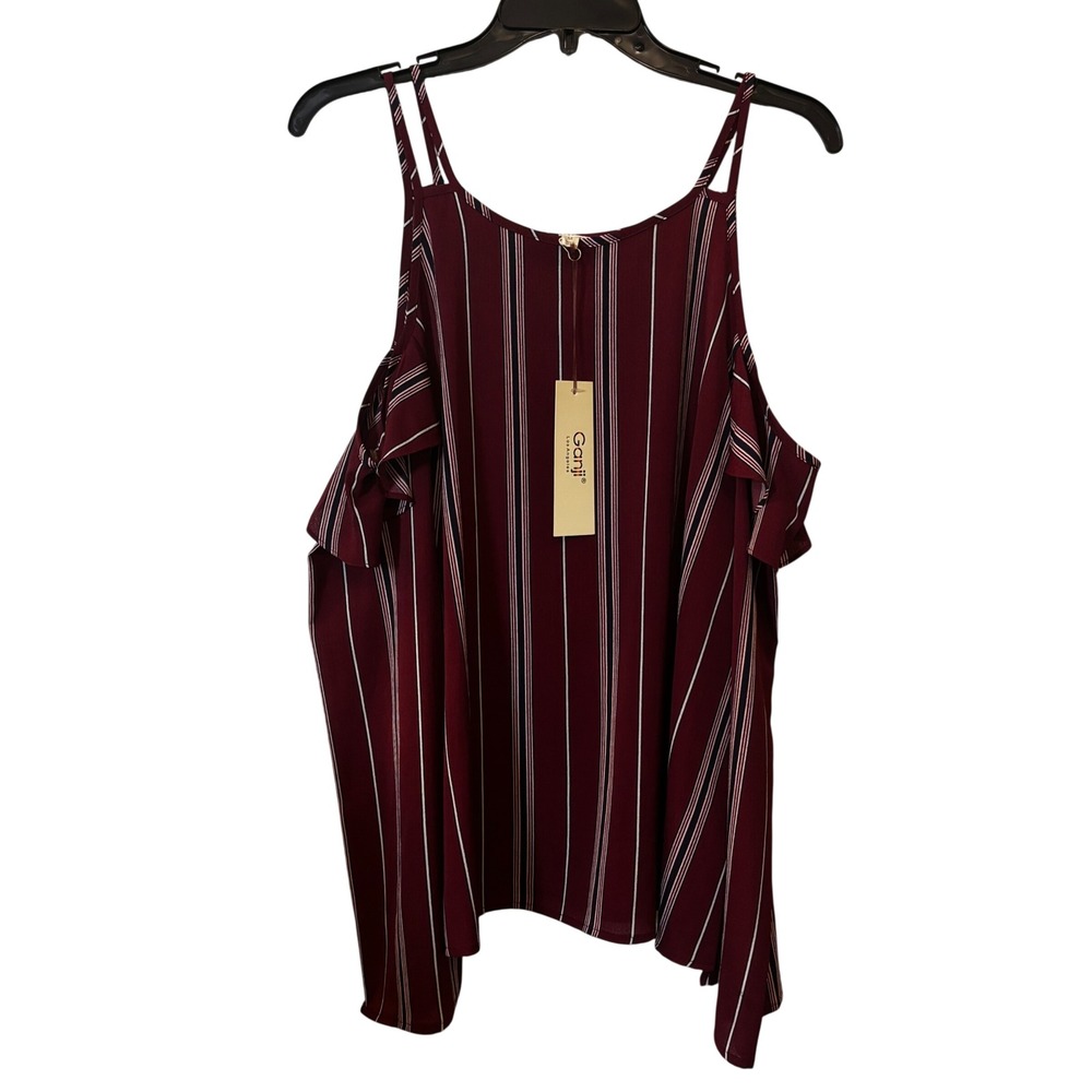 Ganji Los Angeles Women's Medium‎ NWT Cold Shoulder Blouse Striped
